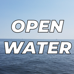 Open Water text with open water background
