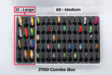 FishMore T3 Pro Tackle Box fitting FishMore Ice Fishing size Combo Spoon lures in Plano 3700 size