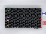 Top view of FishMore T3 Pro Tackle Box fitting Rapala Rippin' Rap size Combo 3/4 lures in Plano 3700 size