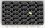 Top view of FishMore T3 Pro Tackle Box fitting Rapala Rippin' Rap size RPR03 lures in Plano 3600 size