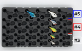 Top view of FishMore T3 Pro Tackle Box fitting Rapala Ultra Light Rippin' Rap size Combo 3/4/5 lures in Plano 3700 size
